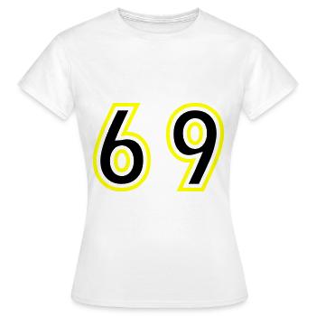 69 Number College - Women's T-Shirt - white - Front - AI Model Female 172 dark (172cm)