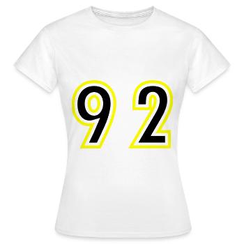 92 Zahl College - Frauen T-Shirt - Weiß - Vorne - AI Model Female 172 dark (172cm)
