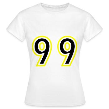99 Zahl College - Frauen T-Shirt - Weiß - Vorne - AI Model Female 172 dark (172cm)