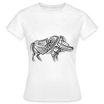Tatouage tribal de sanglier - T-shirt Femme - blanc - Devant - AI Model Female 172 dark (172cm)