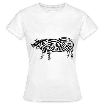 Pig Tribal Tattoo - Women's T-Shirt - white - Front - AI Model Female 172 dark (172cm)