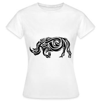 Tatouage tribal rhinocéros - T-shirt Femme - blanc - Devant - AI Model Female 172 dark (172cm)
