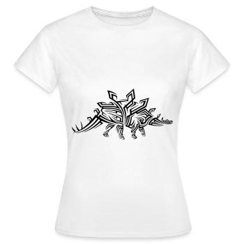 Tatouage tribal dinosaur Stegosaurus - T-shirt Femme - blanc - Devant - AI Model Female 172 dark (172cm)