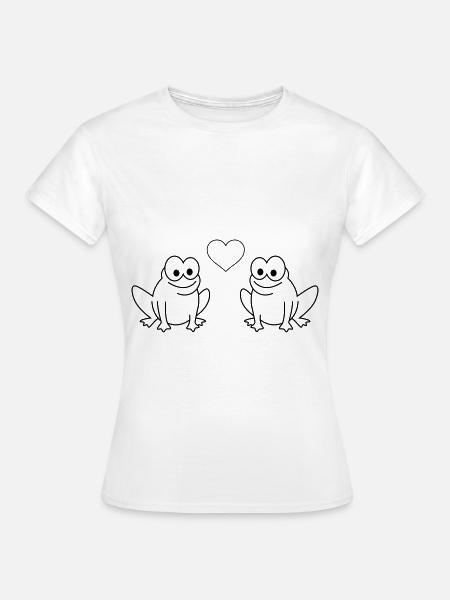 Frosch Comic Paar liebe - Frauen T-Shirt - Weiß
