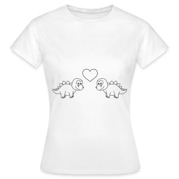 Dinosaure stegosaurus Paire Amour - T-shirt Femme - blanc - Devant - AI Model Female 172 dark (172cm)