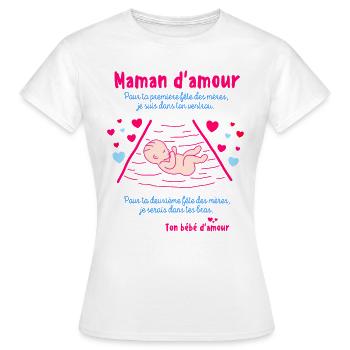Carte de Bébé pour futur maman d’amour - T-shirt Femme - blanc - Devant - AI Model Female 172 dark (172cm)
