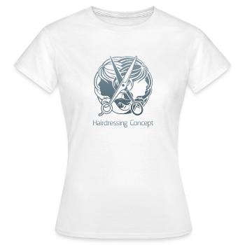 Haare schneiden Friseuse Frisörin Schere Fön Haar - Frauen T-Shirt - Weiß - Vorne - AI Model Female 172 dark (172cm)