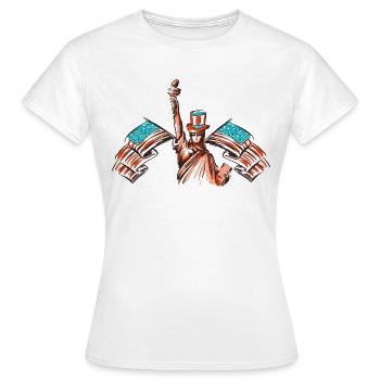 USA FACKEL AMERICA 4TH JULY FOURTH STARS STRIPES - Frauen T-Shirt - Weiß - Vorne - AI Model Female 172 dark (172cm)