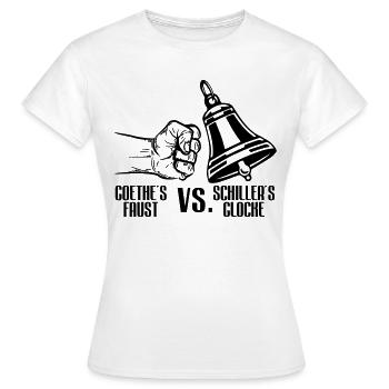Farbe änderbar | Goethe vs. Schiller - Frauen T-Shirt - Weiß - Vorne - AI Model Female 172 dark (172cm)