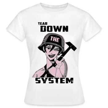 Zerstören Sie das System - Frauen T-Shirt - Weiß - Vorne - AI Model Female 172 dark (172cm)