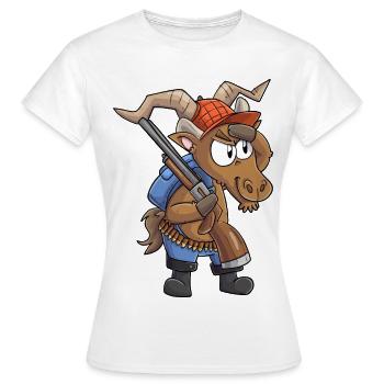 Capricorne Chasseur / Capricorne avec fusil de chasse - T-shirt Femme - blanc - Devant - AI Model Female 172 dark (172cm)