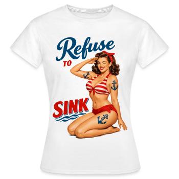 Refuse to Sink Pin-Up Girl: Retro Bikini Tattoo - Frauen T-Shirt - Weiß - Vorne - AI Model Female 172 dark (172cm)