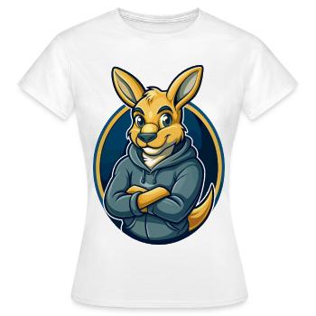 Kangaroo Kawaii Maskottchen Cartoon Clipart Logo Abzeichen - Frauen T-Shirt - Weiß - Vorne - AI Model Female 172 dark (172cm)