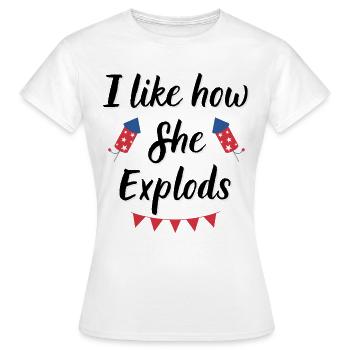 J’aime comment elle explose drôle 4th of July - T-shirt Femme - blanc - Devant - AI Model Female 172 dark (172cm)