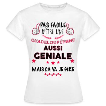 Femme Guadeloupéenne Humour Citation Guadeloupe - T-shirt Femme - blanc - Devant - AI Model Female 172 dark (172cm)