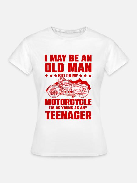 Motorrad alter mann - Frauen T-Shirt - Weiß