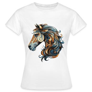 Pferd Portrait - Frauen T-Shirt - Weiß - Vorne - AI Model Female 172 dark (172cm)