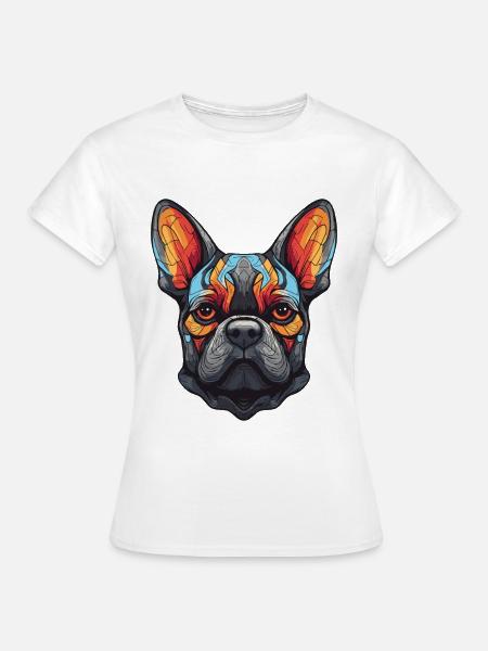 Französische Bulldogge Hund Portrait - Frauen T-Shirt - Weiß