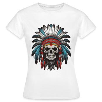 Crâne de chef indien Apache - T-shirt Femme - blanc - Devant - AI Model Female 172 dark (172cm)