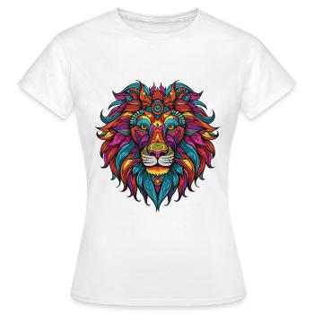 Löwe Portrait - Frauen T-Shirt - Weiß - Vorne - AI Model Female 172 dark (172cm)