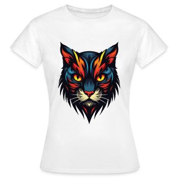 Katze Portrait - Frauen T-Shirt - Weiß - Vorne - AI Model Female 172 dark (172cm)