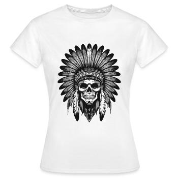 Chef du crâne indien Apache - T-shirt Femme - blanc - Devant - AI Model Female 172 dark (172cm)
