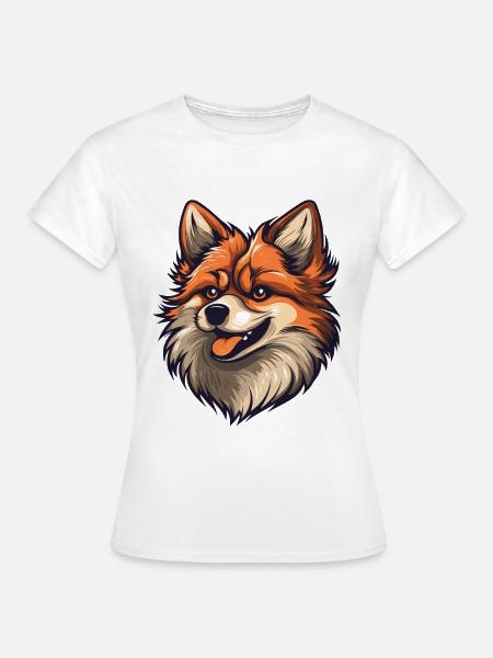 Pomeranian Hund Kopf - Frauen T-Shirt - Weiß