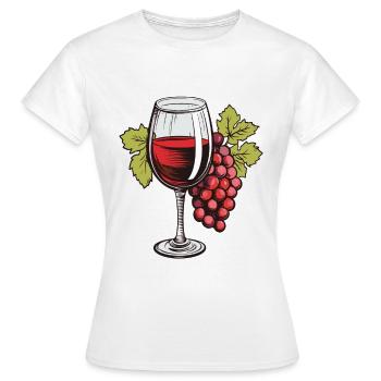 Verre à vin Raisins Vin - T-shirt Femme - blanc - Devant - AI Model Female 172 dark (172cm)