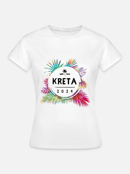 Kreta 2024 Bunt - Frauen T-Shirt - Weiß