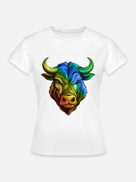Bulle Kopf Taurus Bunt - Frauen T-Shirt - Weiß