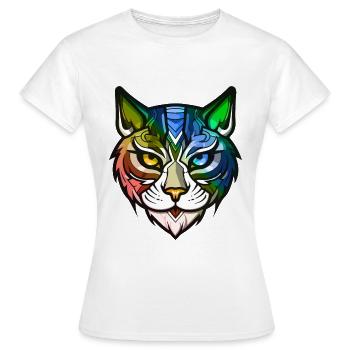 Tête de chat colorée - T-shirt Femme - blanc - Devant - AI Model Female 172 dark (172cm)