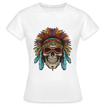 Crâne Apache amérindien - T-shirt Femme - blanc - Devant - AI Model Female 172 dark (172cm)