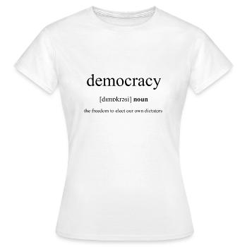 Démocratie (Demokratie) Définition Dictionnaire - T-shirt Femme - blanc - Devant - AI Model Female 172 dark (172cm)