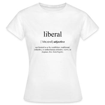 Dictionnaire de définition libéral (tolérant) - T-shirt Femme - blanc - Devant - AI Model Female 172 dark (172cm)