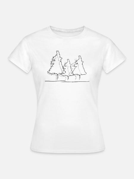 Baum Wald Lineart - Frauen T-Shirt - Weiß