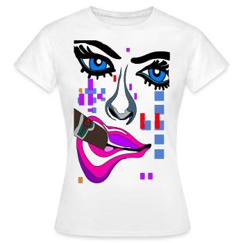 Augen Auffallen mit Mund Nase Gesicht - Frauen T-Shirt - Weiß - Vorne - AI Model Female 172 dark (172cm)