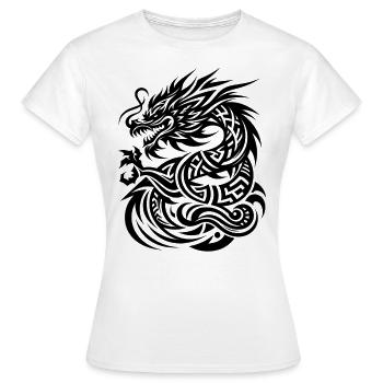Dragon Tribal Tattoo Kunstvolles Design - Frauen T-Shirt - Weiß - Vorne - AI Model Female 172 dark (172cm)