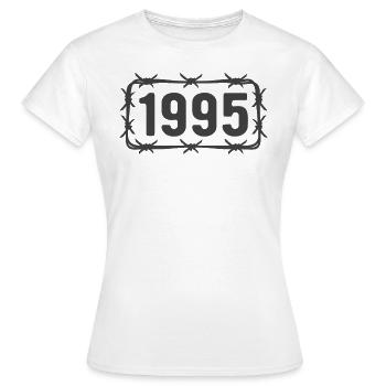 Anniversaire Vintage 1995 fil de fer barbelé - T-shirt Femme - blanc - Devant - AI Model Female 172 dark (172cm)