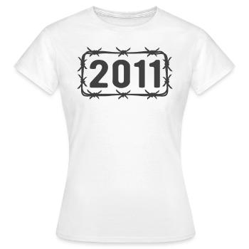 Anniversaire Vintage 2011 fil de fer barbelé - T-shirt Femme - blanc - Devant - AI Model Female 172 dark (172cm)