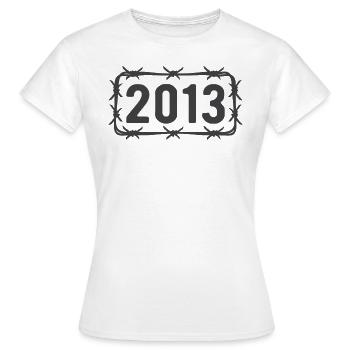 Anniversaire Vintage 2013 fil de fer barbelé - T-shirt Femme - blanc - Devant - AI Model Female 172 dark (172cm)