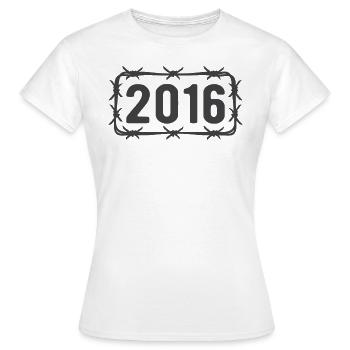 Anniversaire Vintage 2016 fil de fer barbelé - T-shirt Femme - blanc - Devant - AI Model Female 172 dark (172cm)