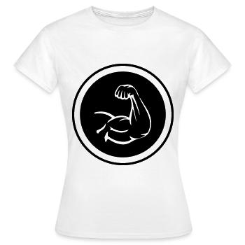 Arm Muskeln Bizeps - Frauen T-Shirt - Weiß - Vorne - AI Model Female 172 dark (172cm)