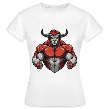 Bull Bull Beast Musculation - T-shirt Femme - blanc - Devant - AI Model Female 172 dark (172cm)