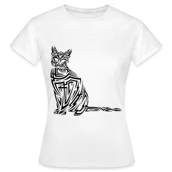 Tatouage tribal de chat - T-shirt Femme - blanc - Devant - AI Model Female 172 dark (172cm)