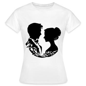 Married Couple Wedding Silhouette - Women's T-Shirt - white - Front - AI Model Female 172 dark (172cm)
