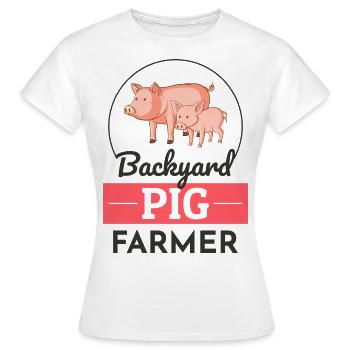 Hinterhof Schweine Bauer Tierhaltung Bauernhof Lustig - Frauen T-Shirt - Weiß - Vorne - AI Model Female 172 dark (172cm)
