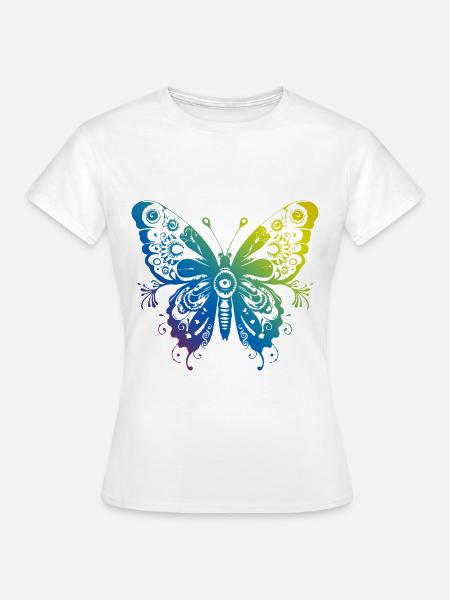 Schmetterling Mandala Boho - Frauen T-Shirt - Weiß