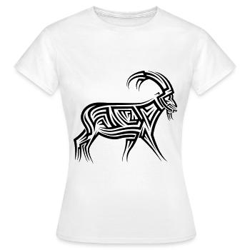 Bergziege Tribal Tattoo - Frauen T-Shirt - Weiß - Vorne - AI Model Female 172 dark (172cm)