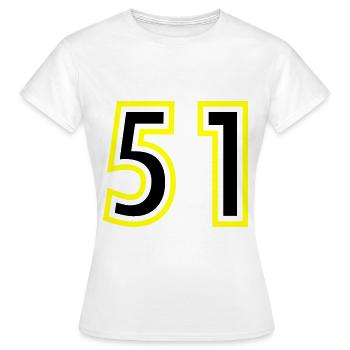 51 Zahl College - Frauen T-Shirt - Weiß - Vorne - AI Model Female 172 dark (172cm)