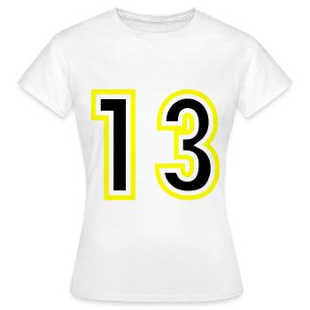 13 Number College - Women's T-Shirt - white - Front - AI Model Female 172 dark (172cm)